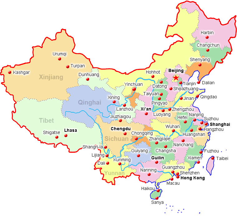 Map Of China Cities In English - United States Map